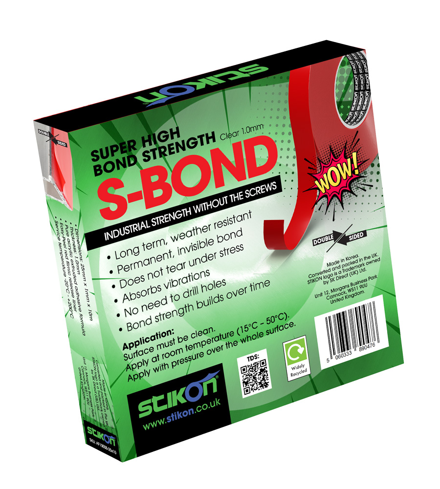 S-Bond Clear 1mm | Super High-Bond Gel Tape | 12 and 25mm roll width - 10m Roll length - Image 2